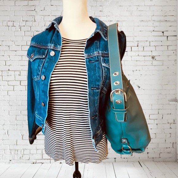 Coach Teal Convertible Duffle Shoulder Bag - Picture 4 of 14